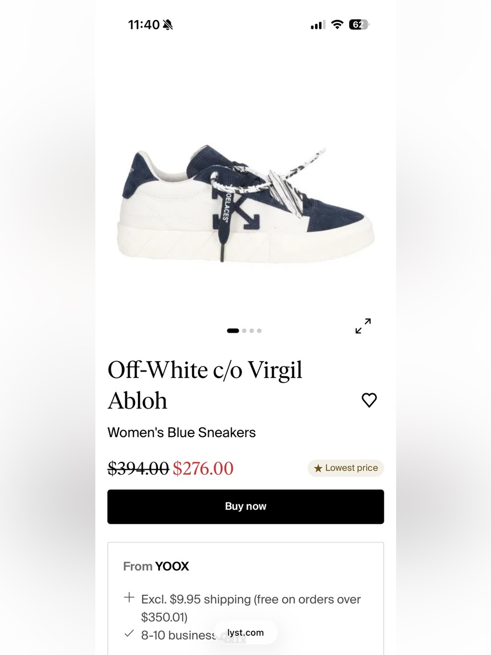 Off-White Vulc Low Navy Blue & White Sneaker Women’s Size US 6/ EU 36 *AUTHENTIC - Picture 16 of 16
